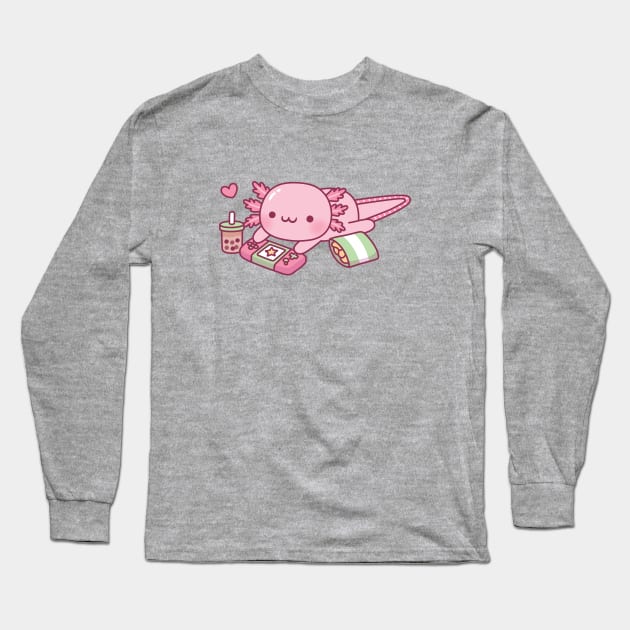 Cute Axolotl Relax Gamer Long Sleeve T-Shirt by rustydoodle